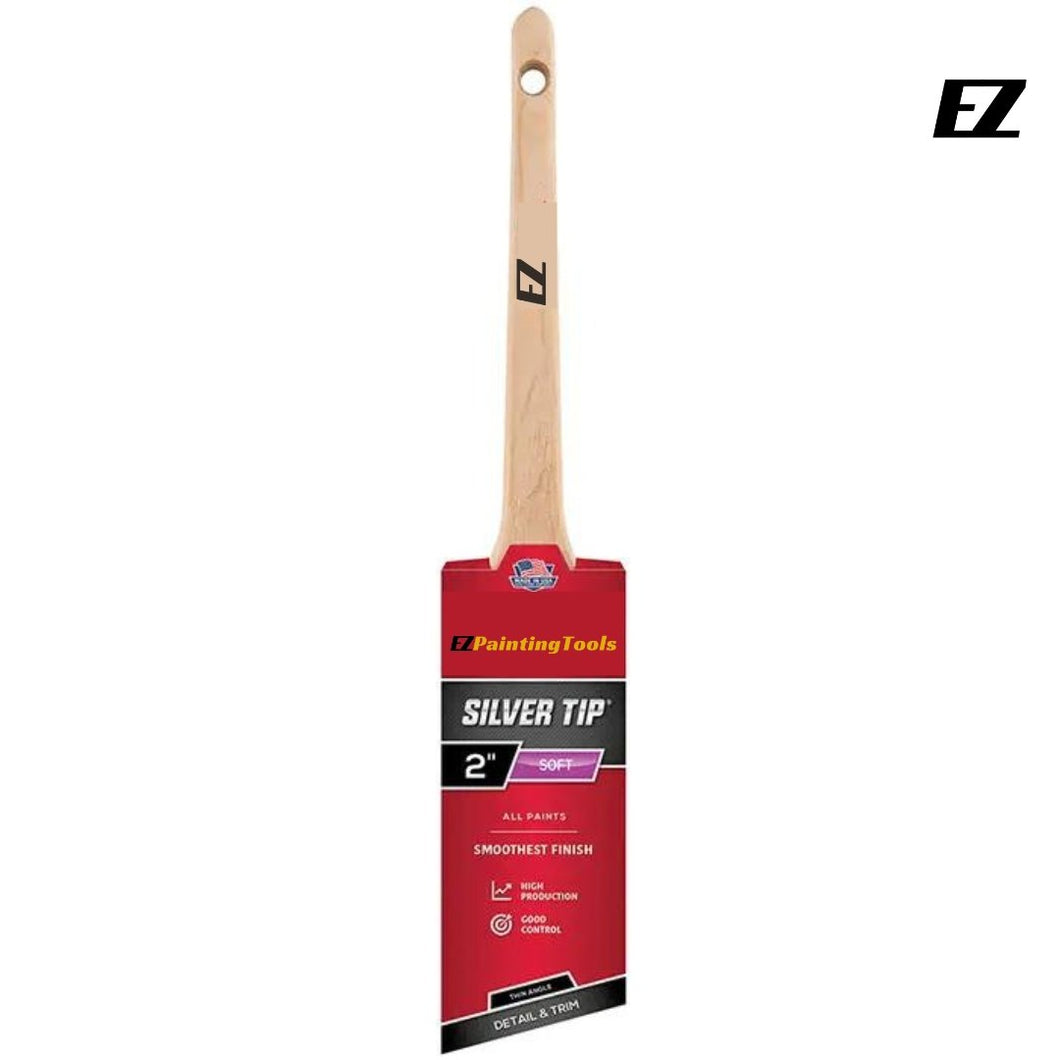 2″ Ez Silver Tip CT Polyester Angle Sash Paint Brush - EZ Painting Tools